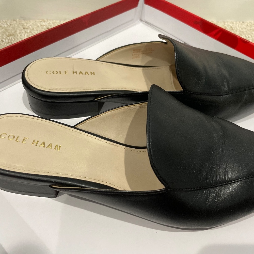 Cole Haan black leather mule